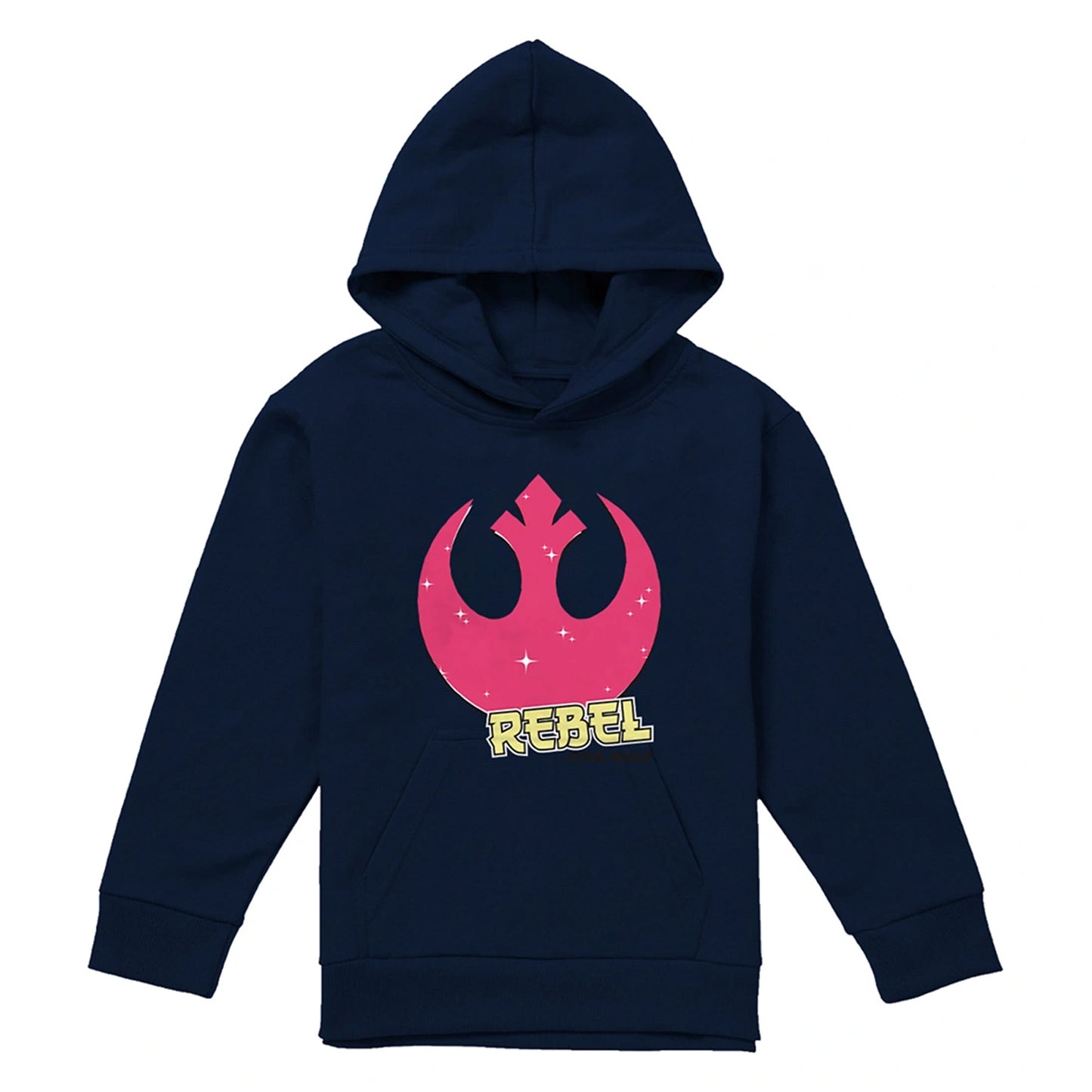 Navy - Front - Star Wars: A New Hope Childrens-Kids Rebel Manga Logo Hoodie