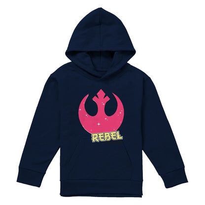 Navy - Front - Star Wars: A New Hope Childrens-Kids Rebel Manga Logo Hoodie