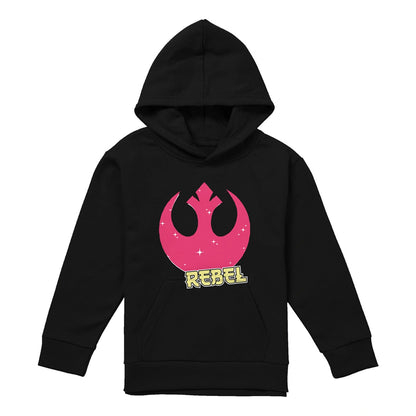 Black - Front - Star Wars: A New Hope Childrens-Kids Rebel Manga Logo Hoodie
