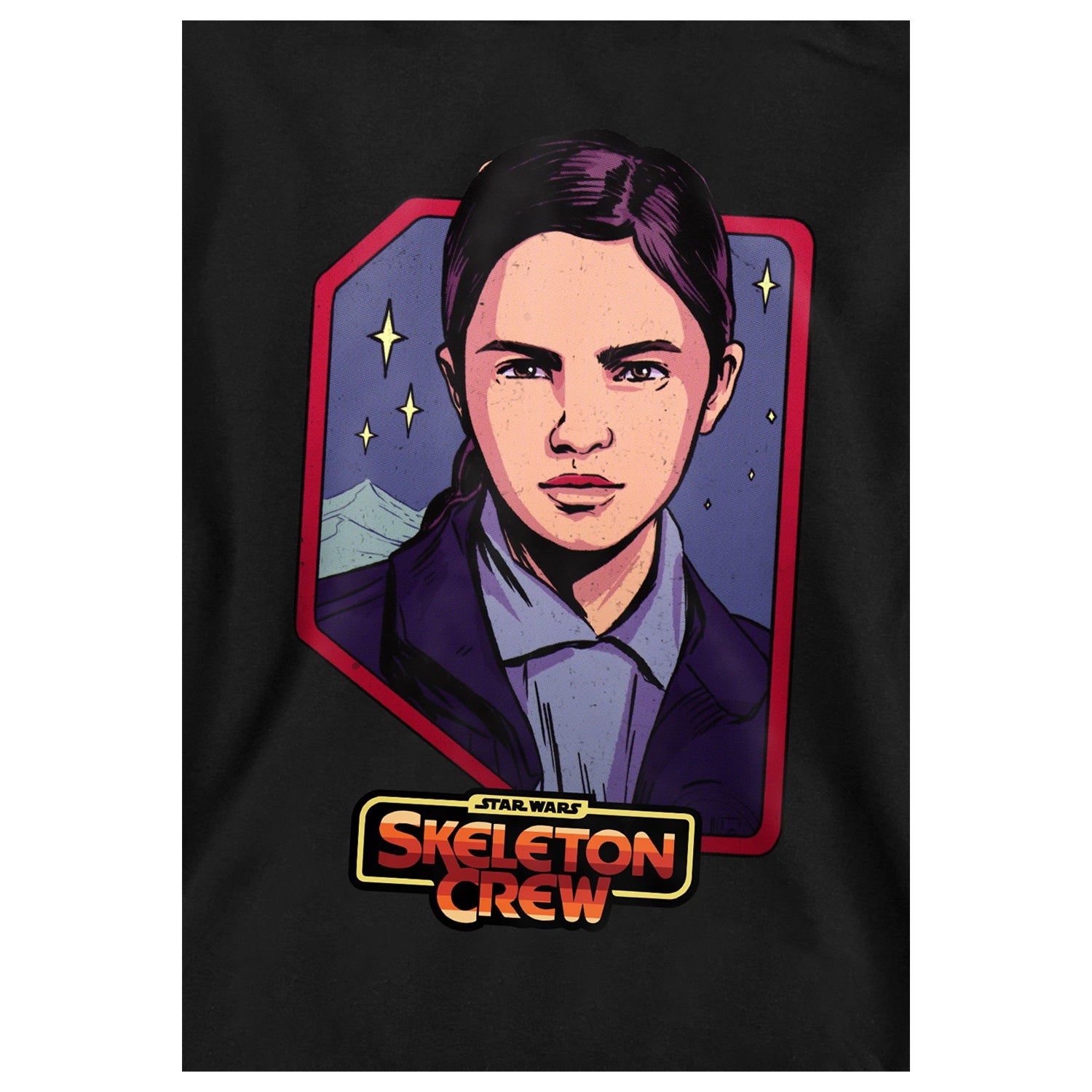 Black - Side - Star Wars: Skeleton Crew Childrens-Kids Fern Badge Hoodie