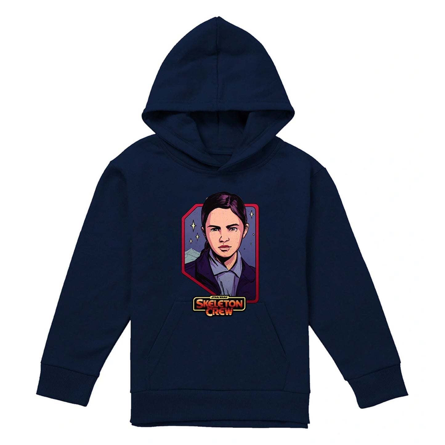 Navy - Front - Star Wars: Skeleton Crew Childrens-Kids Fern Badge Hoodie