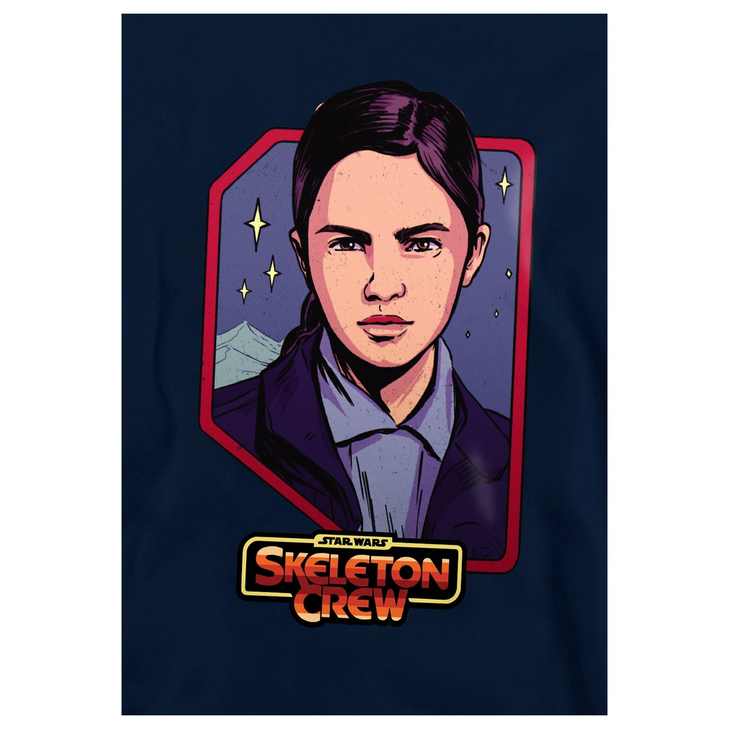 Navy - Side - Star Wars: Skeleton Crew Childrens-Kids Fern Badge Hoodie