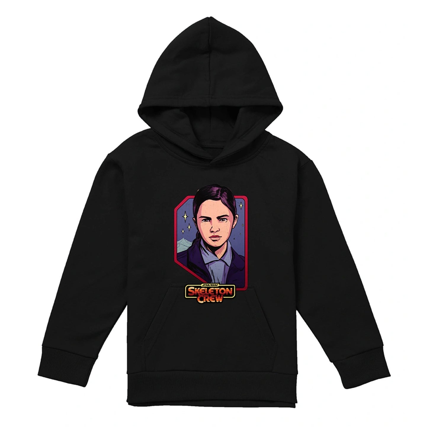 Black - Front - Star Wars: Skeleton Crew Childrens-Kids Fern Badge Hoodie