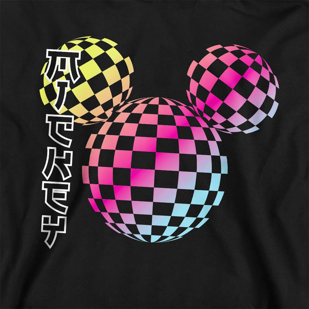 Black - Back - Disney Childrens-Kids Mickey Mouse Checkerboard Gradient Head Hoodie