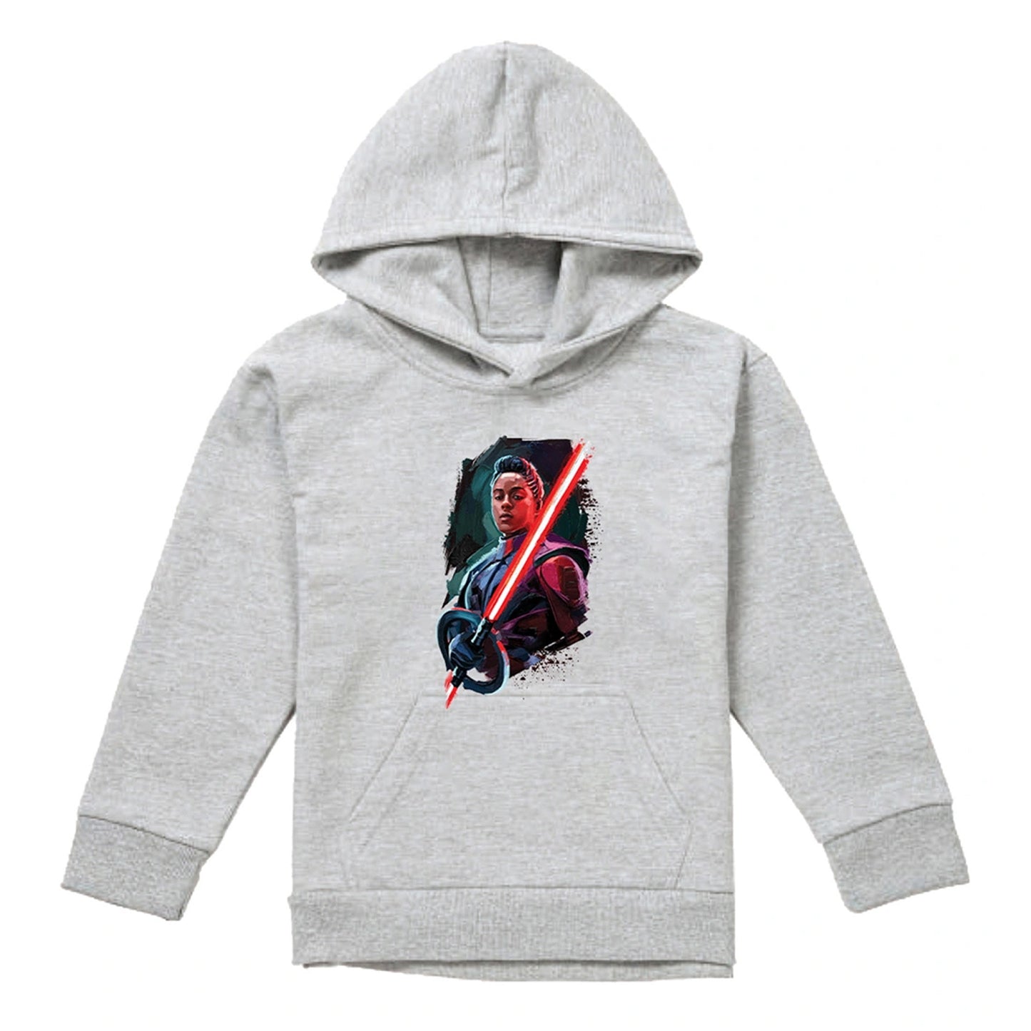 Athletic Heather - Front - Star Wars: Obi-Wan Kenobi Childrens-Kids Reva Painted Pull Over Hoodie