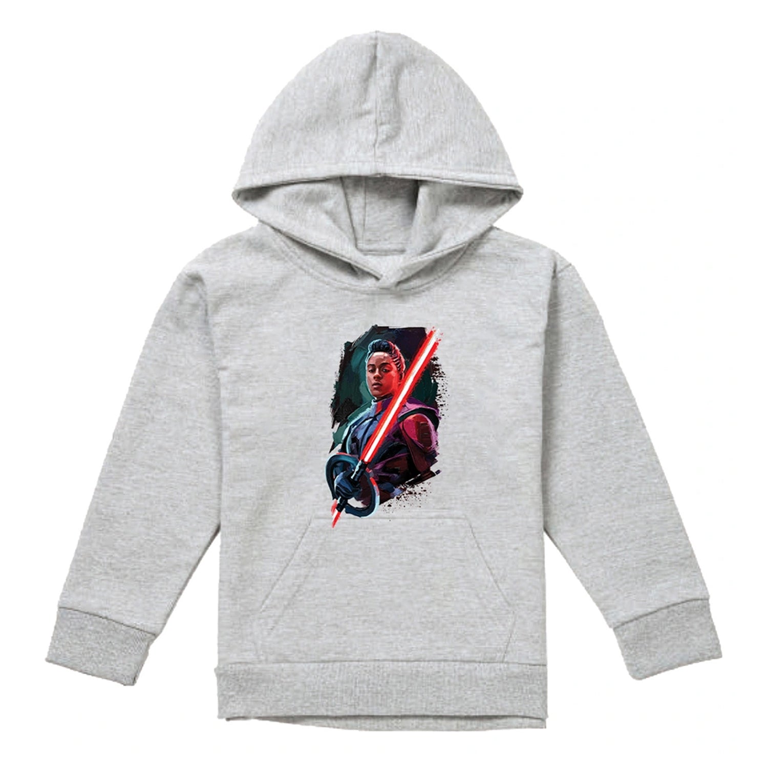 Athletic Heather - Front - Star Wars: Obi-Wan Kenobi Childrens-Kids Reva Painted Pull Over Hoodie