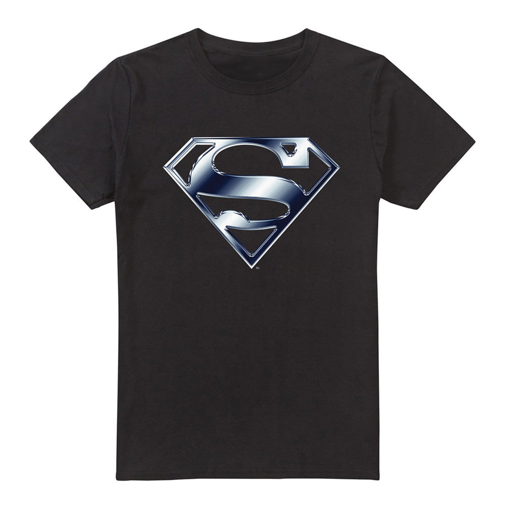 Black - Front - Superman Mens Metallic Logo T-Shirt