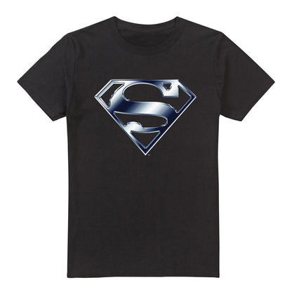 Black - Front - Superman Mens Metallic Logo T-Shirt