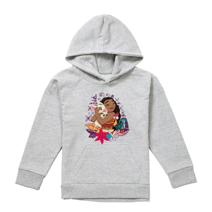 Athletic Heather - Front - Moana Childrens-Kids Moana, Hei Hei & Pua Love Heather Hoodie