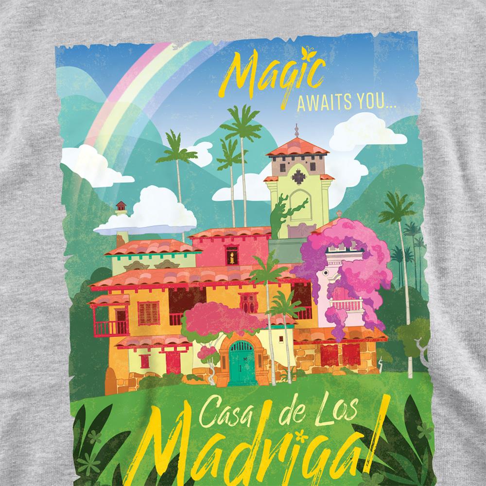 Athletic Heather - Back - Encanto Childrens-Kids Magic Awaits You...Casa De Los Madrigal Poster Heather Hoodie