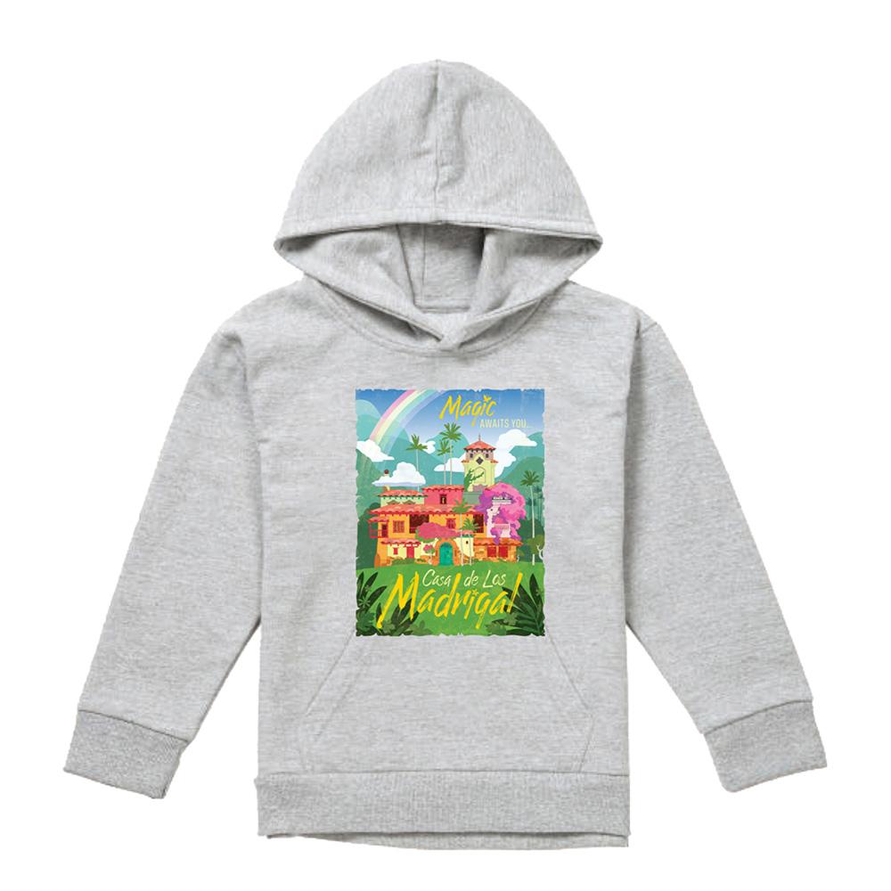 Athletic Heather - Front - Encanto Childrens-Kids Magic Awaits You...Casa De Los Madrigal Poster Heather Hoodie