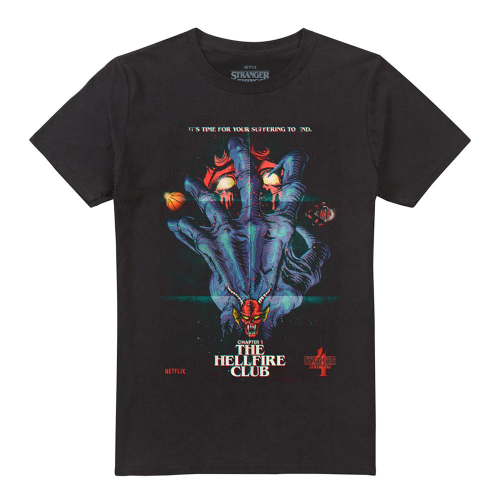 Black - Front - Stranger Things 4 Unisex Adult Hellfire Club Poster T-Shirt