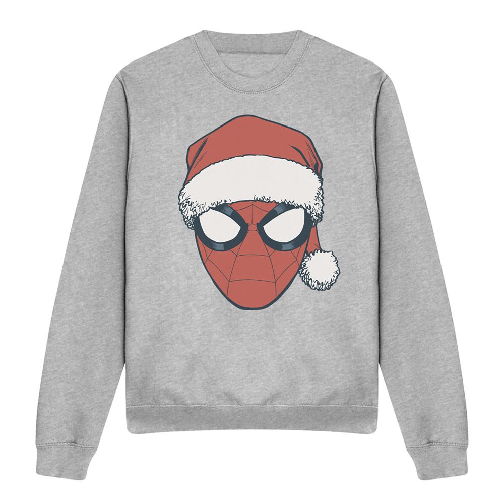 Athletic - Front - Spider-Man Unisex Adult Santa Hat Heather Christmas Sweatshirt