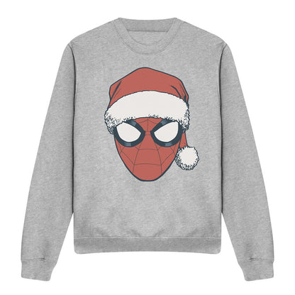 Athletic - Front - Spider-Man Unisex Adult Santa Hat Heather Christmas Sweatshirt