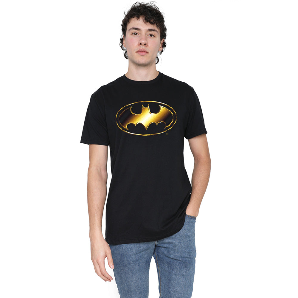 Black - Side - Batman Mens Chrome Logo T-Shirt