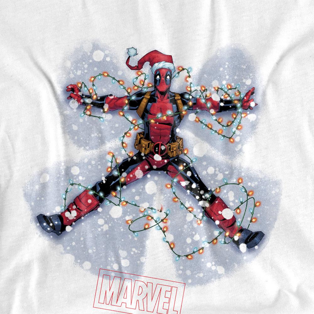 White - Back - Deadpool Unisex Adult Snow Angels Long-Sleeved Christmas T-Shirt