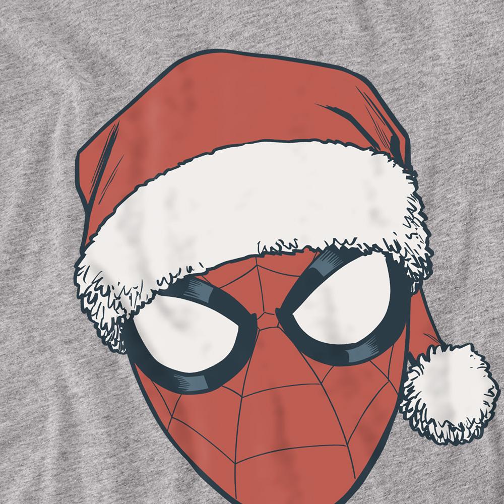 Athletic - Back - Spider-Man Unisex Adult Santa Hat Heather Long-Sleeved Christmas T-Shirt