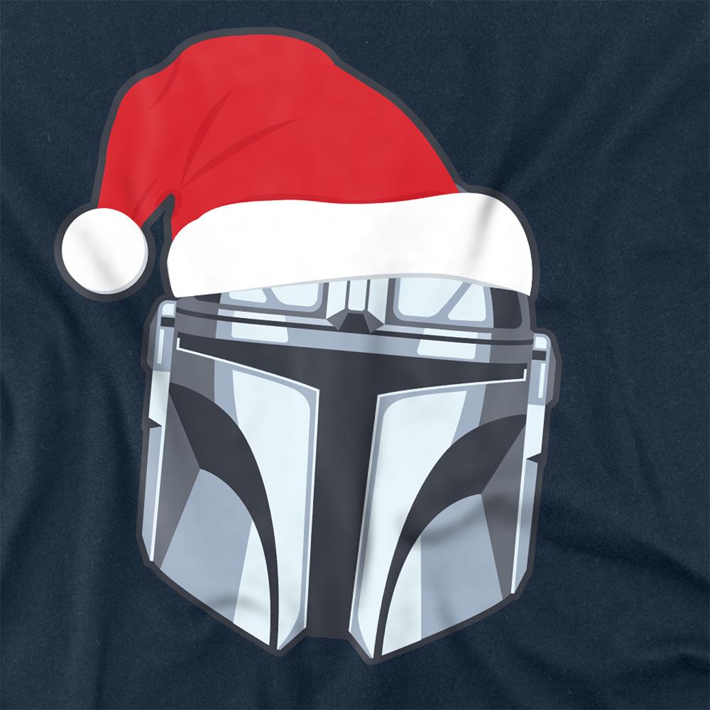 Navy - Back - Star Wars: The Mandalorian Unisex Adult Mando Long-Sleeved Christmas T-Shirt