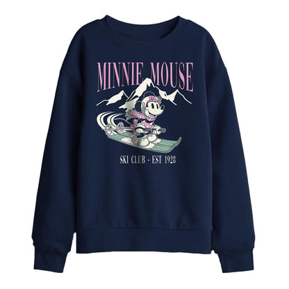 Navy - Front - Disney Childrens-Kids Ski Club Minnie Mouse Sweatshirt