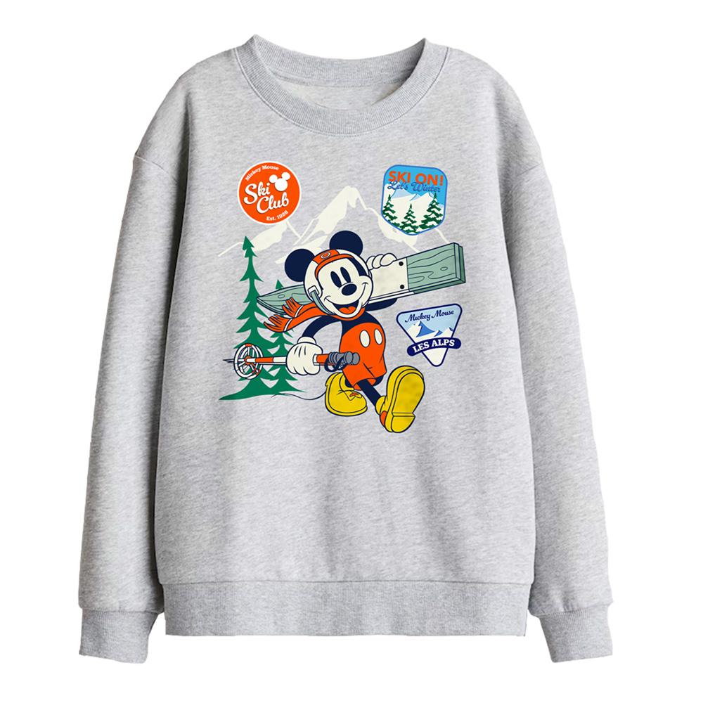 Athletic - Front - Disney Childrens-Kids Ski Club Mickey Mouse Badge Heather Sweatshirt