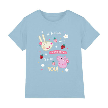 Light Blue - Front - Peppa Pig Childrens-Kids Friends Strawberry T-Shirt