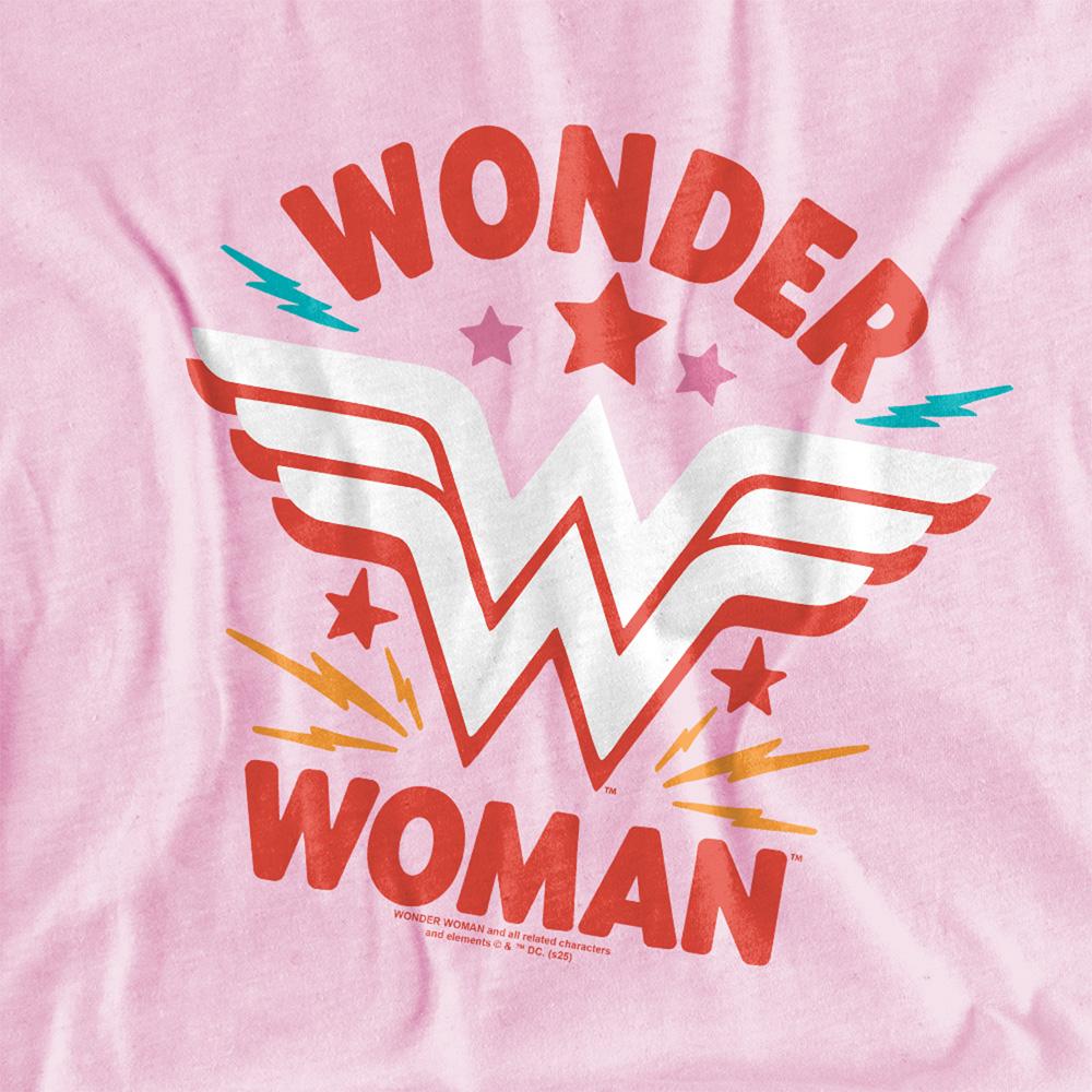 Pink - Back - Wonder Woman Childrens-Kids Chunky Logo T-Shirt
