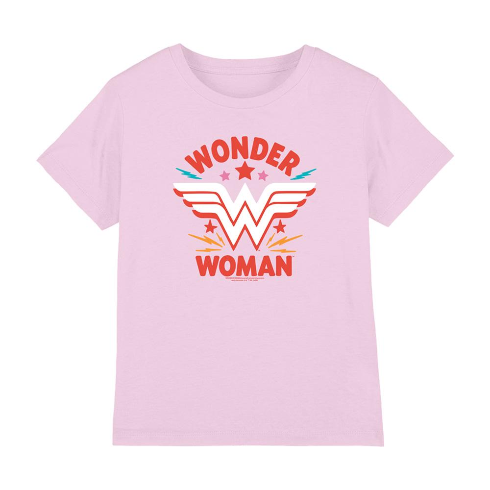 Pink - Front - Wonder Woman Childrens-Kids Chunky Logo T-Shirt