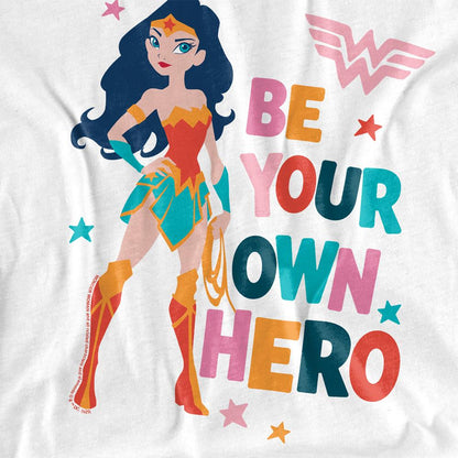 White - Back - Wonder Woman Childrens-Kids Be Your Own Hero T-Shirt