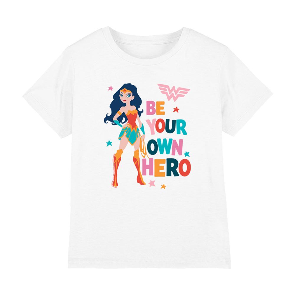 White - Front - Wonder Woman Childrens-Kids Be Your Own Hero T-Shirt