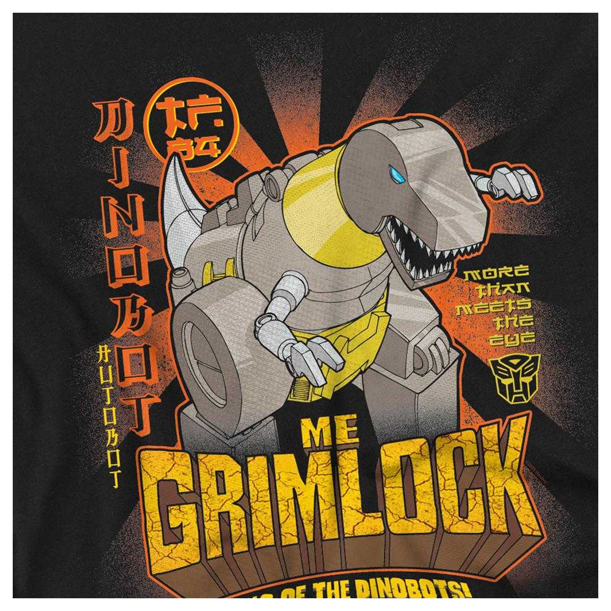 Black - Side - Transformers Unisex Adult Generations Me Grimlock King Of The Dinobots Long-Sleeved T-Shirt