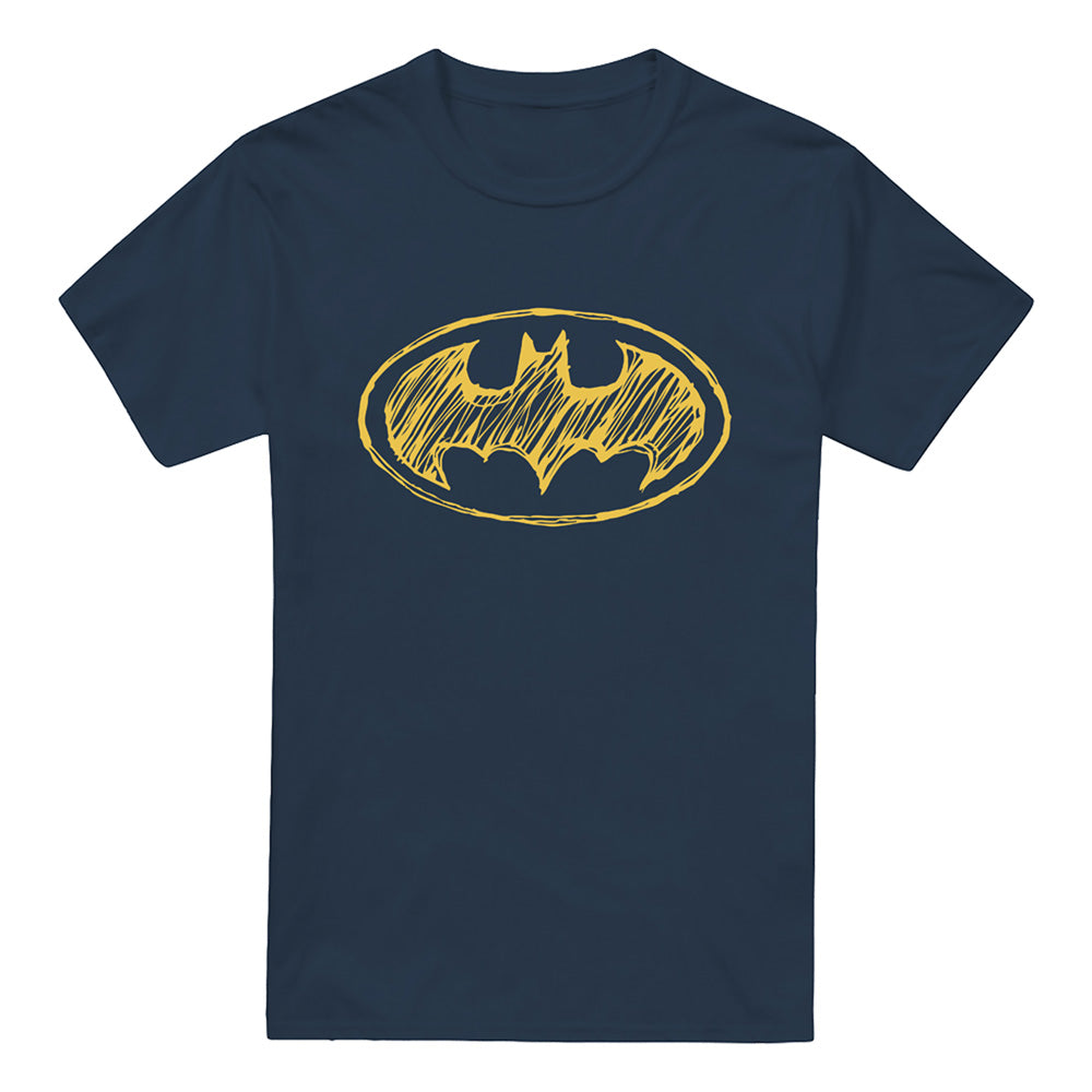Navy - Front - Batman Mens Scribble Logo T-Shirt