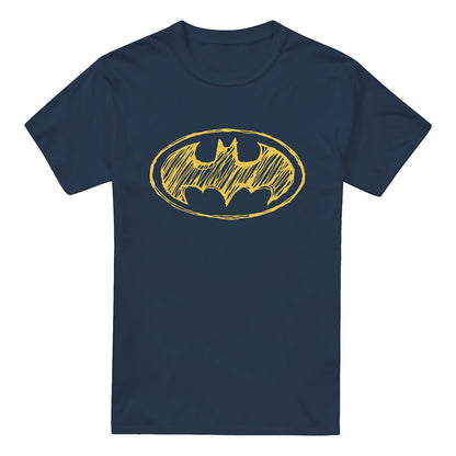 Navy - Front - Batman Mens Scribble Logo T-Shirt