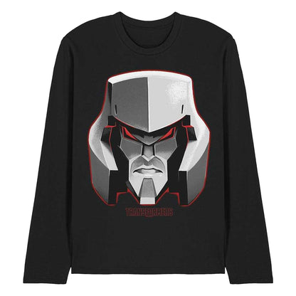 Black - Front - Transformers Unisex Adult Generations Megatron Face Long-Sleeved T-Shirt