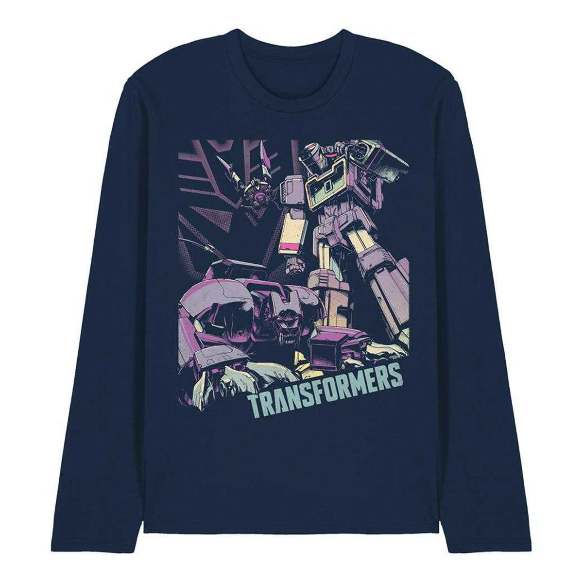 Navy - Front - Transformers Unisex Adult Generations Decepticon On The Hunt Soundwave Long-Sleeved T-Shirt