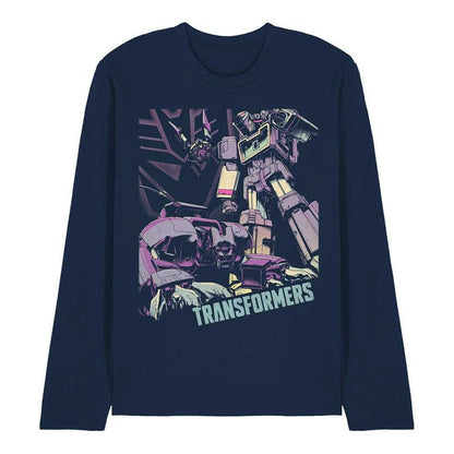 Navy - Front - Transformers Unisex Adult Generations Decepticon On The Hunt Soundwave Long-Sleeved T-Shirt