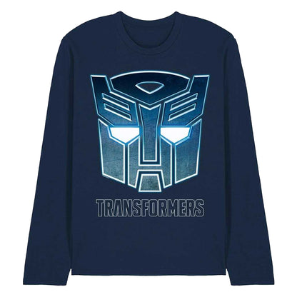 Navy - Front - Star Wars Unisex Adult Generations Steel Autobots Icon Logo Long-Sleeved T-Shirt
