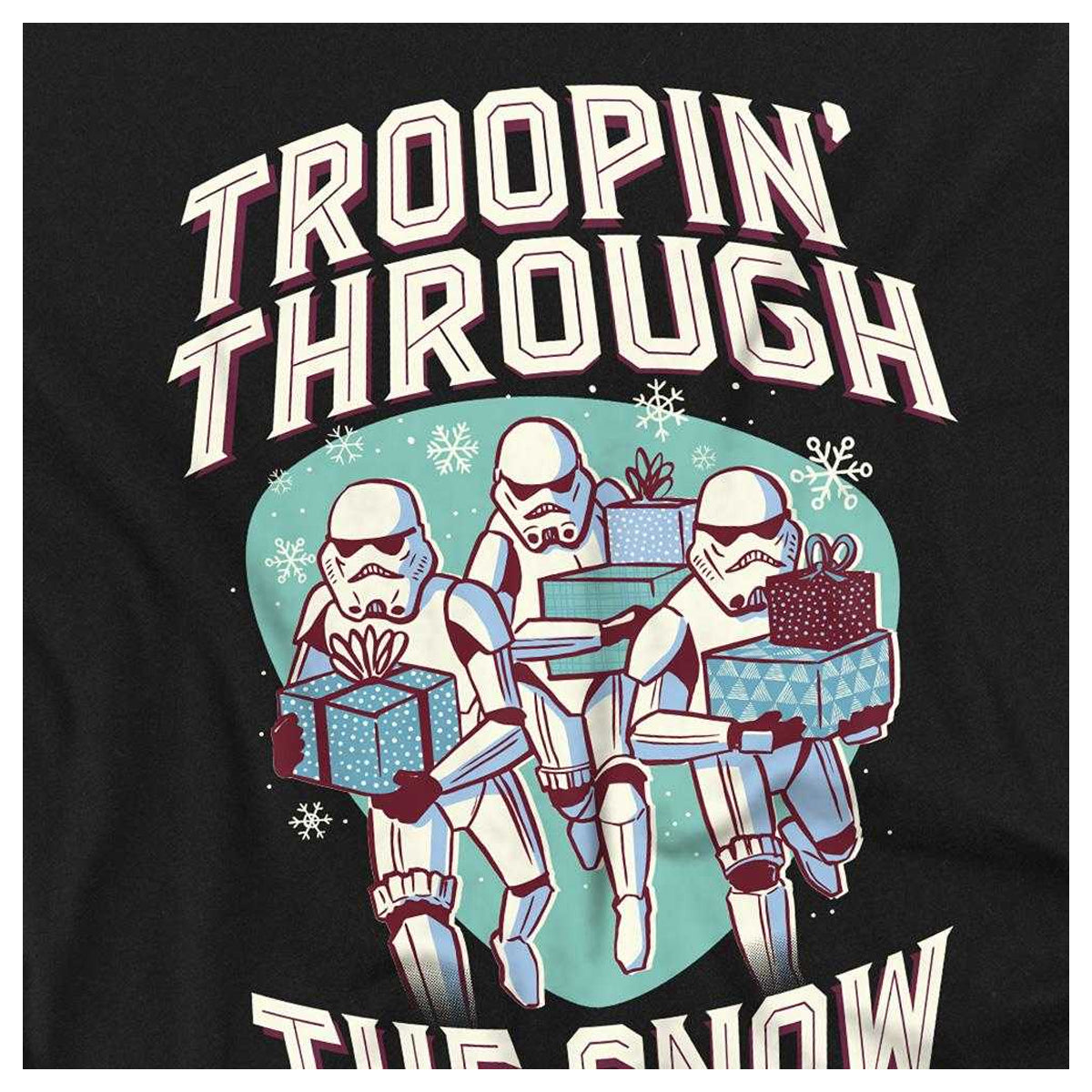 Black - Side - Star Wars Unisex Adult Troopin´ Through The Snow Retro Long-Sleeved Christmas T-Shirt