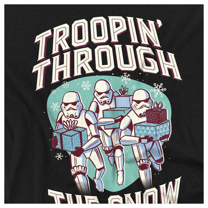 Black - Side - Star Wars Unisex Adult Troopin´ Through The Snow Retro Long-Sleeved Christmas T-Shirt