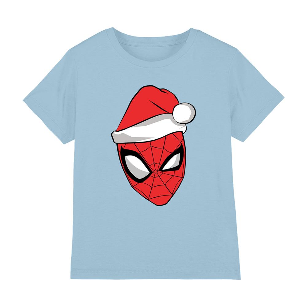 Light Blue - Front - Spider-Man Childrens-Kids Santa Hat Christmas T-Shirt