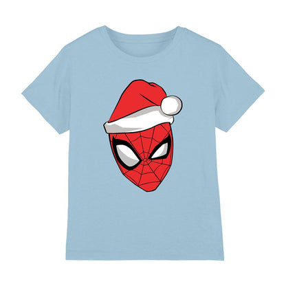 Light Blue - Front - Spider-Man Childrens-Kids Santa Hat Christmas T-Shirt