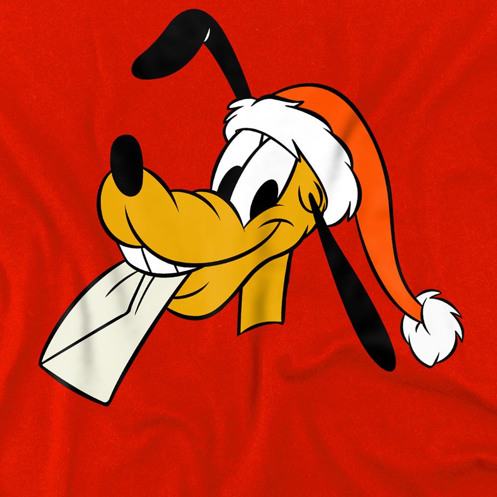 Red - Side - Disney Childrens-Kids Pluto Santa Hat Christmas Sweatshirt
