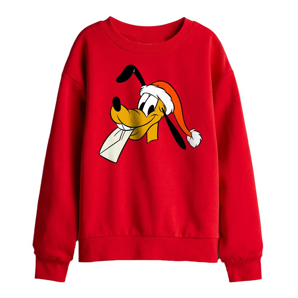 Red - Front - Disney Childrens-Kids Pluto Santa Hat Christmas Sweatshirt