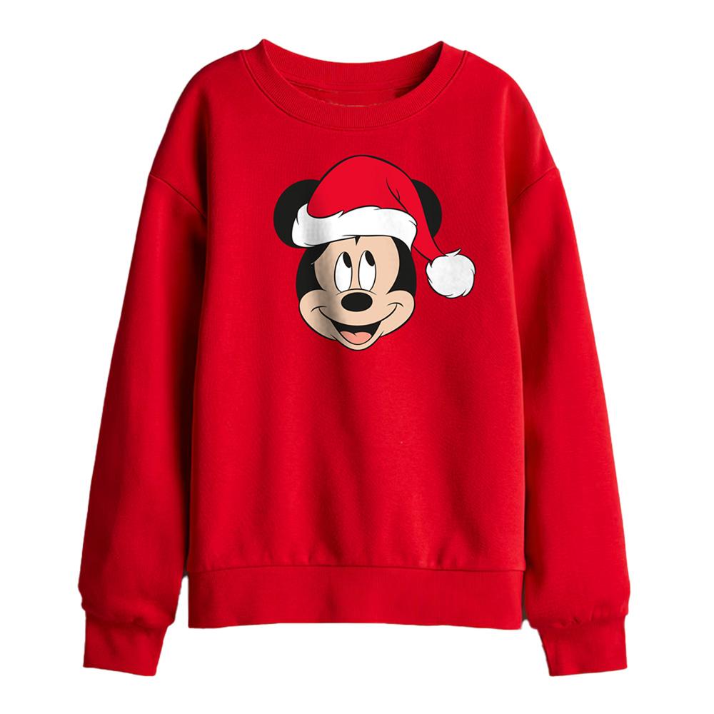 Red - Front - Disney Childrens-Kids Mickey Mouse Santa Hat Christmas Sweatshirt