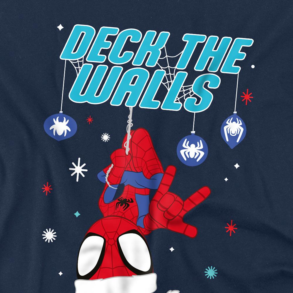 Navy - Side - Spider-Man Childrens-Kids Deck The Walls Sweatshirt