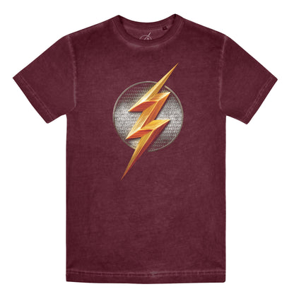 Vintage Wash Burgundy - Front - The Flash Mens Brushed Logo T-Shirt