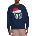 Navy - Pack Shot - Star Wars: The Mandalorian Unisex Adult Mando Santa Hat Christmas Sweatshirt