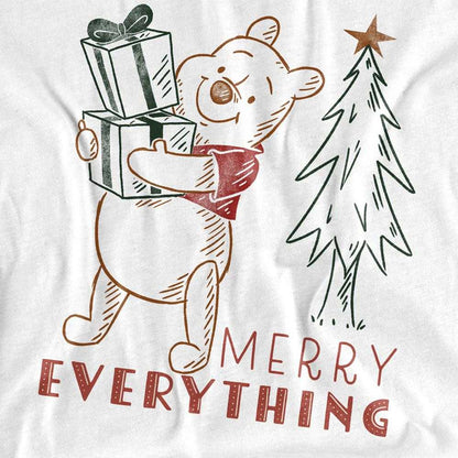 White - Side - Winnie the Pooh Childrens-Kids Merry Everything Sketch T-Shirt