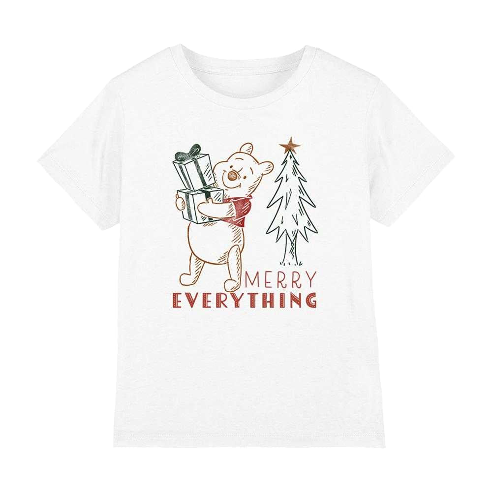 White - Front - Winnie the Pooh Childrens-Kids Merry Everything Sketch T-Shirt