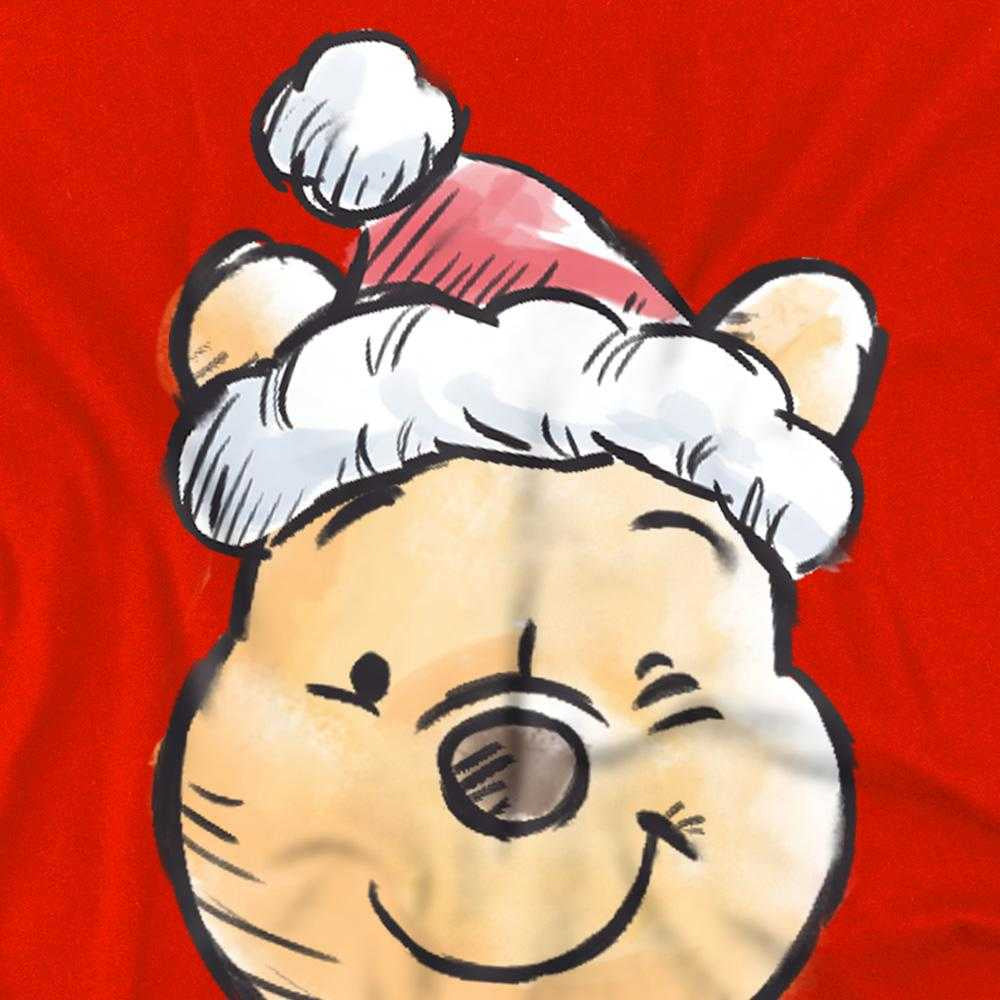 Red - Back - Winnie the Pooh Childrens-Kids Santa Hat Christmas Sweatshirt