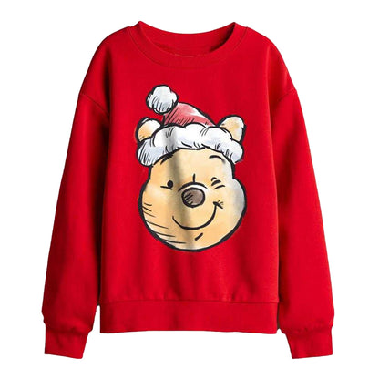 Red - Front - Winnie the Pooh Childrens-Kids Santa Hat Christmas Sweatshirt
